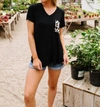 Heimish Usa Beauty & The Beast V-neck Tee In Black In Black