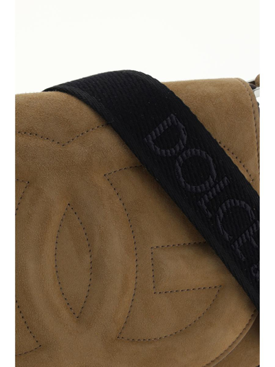 Dolce & Gabbana Logo-embossed Suede Shoulder Bag In Nocciola