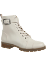 Lifestride Liverpool Womens Faux Leather Zipper Combat & Lace-up Boots In Beige