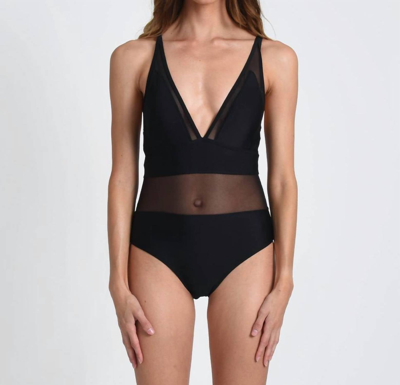 Molly Bracken One-piece Swimsuit With Mesh In Black