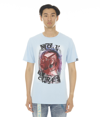 Cult Of Individuality-men Short Sleeve Crew Neck Tee "no1 Cares" In Baby Blue In Blue
