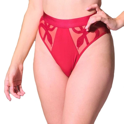 Thistle And Spire Medusa High Waisted Bikini In Crimson In Pink
