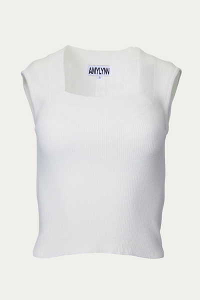 Amylynn Amara Ribbed-knit Sleeveless Top In White