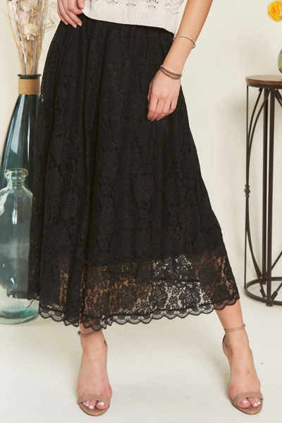 Adora Valerie Lace Maxi Skirt In Black