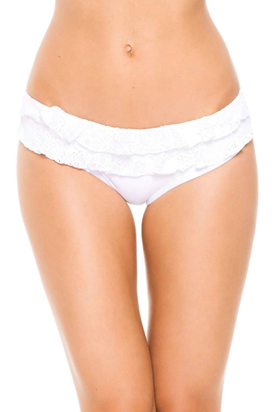 Pq Swim Women's Bahama Hipster Crochet Ruffle Bikini Bottom Swimsuit Small In White