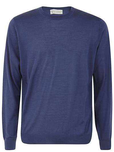 Filippo De Laurentiis Wool Silk Cashmere Long Sleeves Crew Neck Sweater In Blue