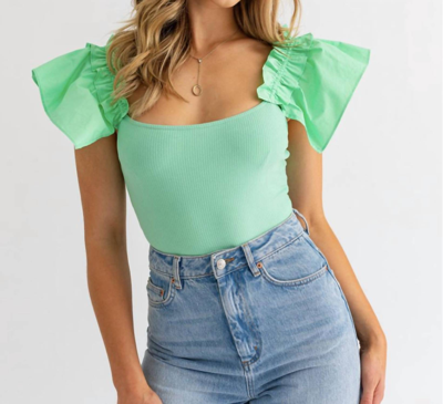 Le Lis Sweet Sleeve Bodysuit In Mint In Green