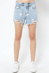 Blue B Denim Star Shorts In Light Blue In Blue