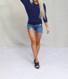 Shop Basic Ava Dolman Sleeve Side Shirring Top In Navy In Blue