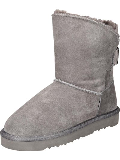 Style & Co Teenyy Womens Suede Faux Fur Lined Winter Boots In Grey