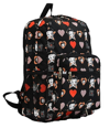 BETTY BOOP WOMEN'S MICROFIBER LARGE BACKPACK IN BLACK WITH HEARTS/STARS