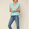 Skies Are Blue V-neck Tank In Green In Green