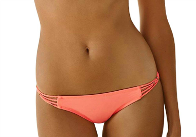 Pq Swim Women's Enjoy Braided Side Strap Teeny Bikini Bottom In Coral In Pink