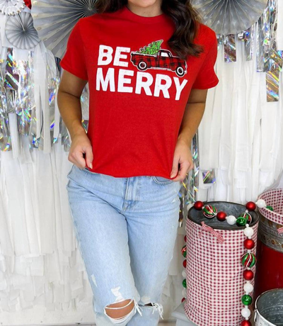 Bella+canvas Be Merry Graphic Tee In Red/white