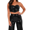 Main Strip Still Shining Sequin Bra Tube Top In Black In Black