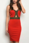 Kimcine Dress In Red, Gold, And Black In Multi