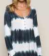 Pol Dip Dyed Long Sleeve Tee In Indigo And White In Multi