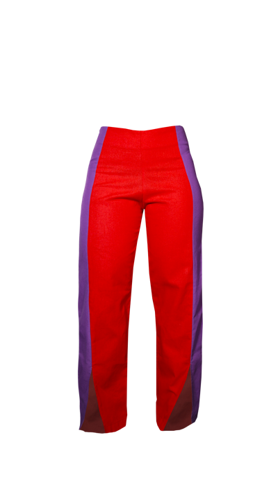 Fenáreta Purple On Red Linen Pant In Multi
