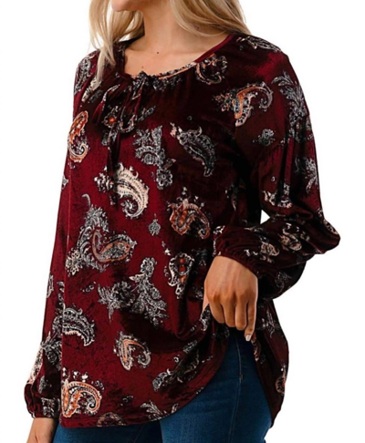 Vava Ember Raglan Top In Wine Velvet In Multi