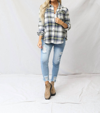 LOVE TREE FLANNEL PLAID TOP IN NAVY