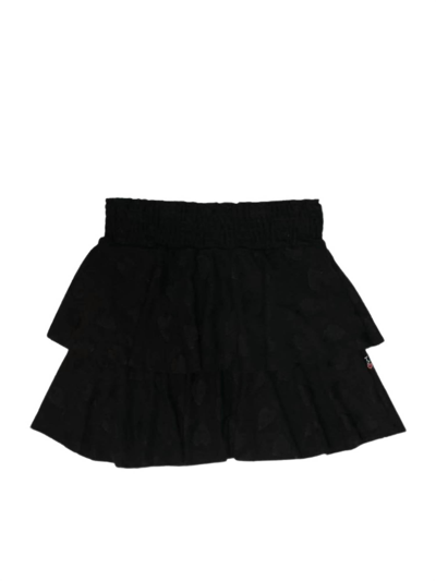 T2love Tier Skirt With Knit Hearts In Black