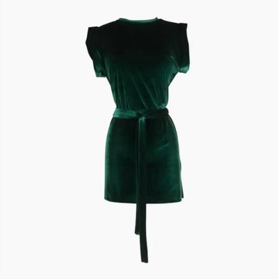Jennafer Grace Emerald Velvet Tunic With Belt In Green
