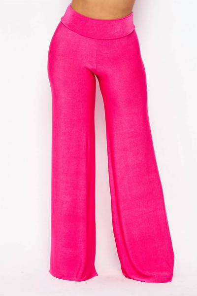 Let's Go Uptown Slinky High Waist Elegant Palazzo Pants In Fuchsia In Pink