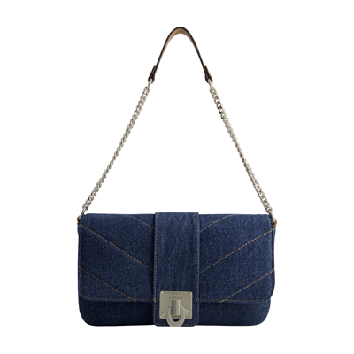 True Religion Denim Brass Hardware Flap In Blue