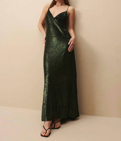 Twp Josephine Long Dress In Emerald In Gold