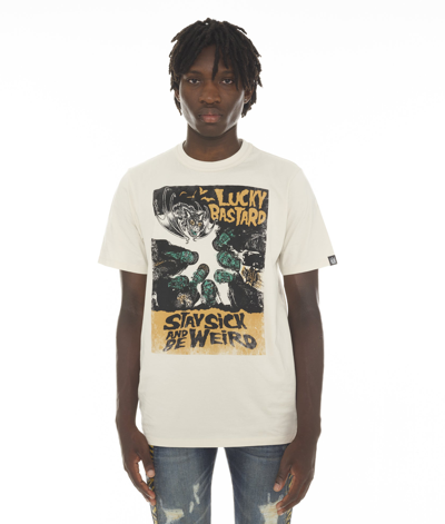 Cult Of Individuality-men T-shirt Short Sleeve Crew Neck Tee "lucky Bastard Monsters" In Cream In Beige
