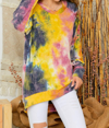 ADORA TIE DYE COLD SHOULDER TUNIC IN WATER COLOR