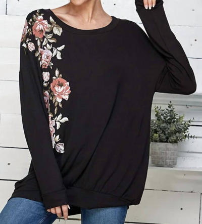 Blumin Cascading Floral Top In Black