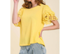 UMGEE LEMON TOP WITH EYELET SLEEVES IN YELLOW