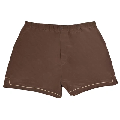 Nero Perla Men's Brown Silk Boxer Brief