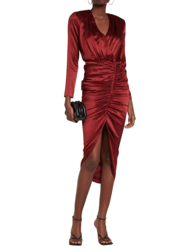 Veronica Beard Cameri Ruched Silk-blend Charmeuse Midi Dress In Red