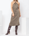 Pretty Garbage Satin Slip Dress In Dark Olive In Green