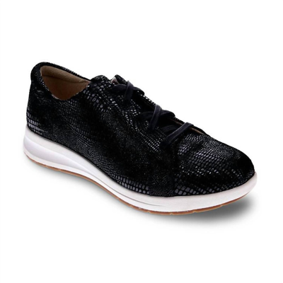 Revere Women's Athens Sneaker - Medium Width In Black Lizard In Multi