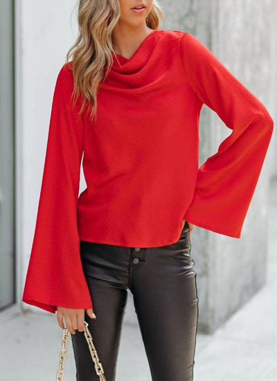 Cezele Cowl Neck Blouse In Red