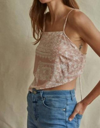 By Together Cropped Spaghetti Strap Tie Top In Mauve And Ivory In Multi