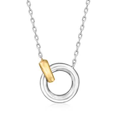Rs Pure By Ross-simons Sterling Silver And 14kt Yellow Gold Circle Necklace