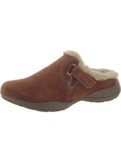 Clarks Roseville Clog Womens Leather Cozy Slide Sandals In Brown