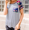 E. LUNA FLOWER POWER RAGLAN TOP IN BLUE