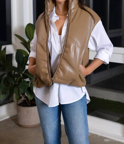 Bishop + Young Madison Quilted Vest In Camel In Gold