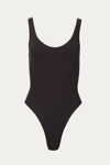 BY TOGETHER RIBBED STRETCH-MODAL BODYSUIT IN BLACK