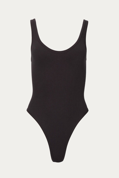 By Together Ribbed Stretch-modal Bodysuit In Black