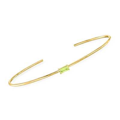 Rs Pure By Ross-simons Baguette Peridot Cuff Bracelet In 14kt Yellow Gold