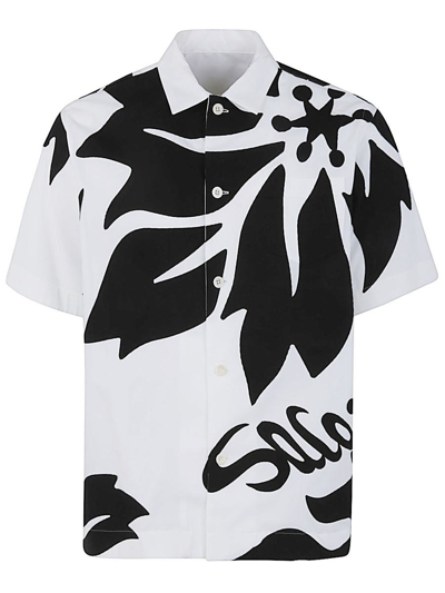 SACAI SACAI FLORAL EMBROIDERED PATCH COTTON POPLIN SHIRT CLOTHING