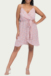 Blue Leopard Floral-print Surplice Jersey Mini Dress In Pink In Pink