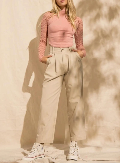 Papermoon Kate Straight-leg Pleated Pants In Beige