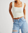Free People Love Letter Ivory Floral Jacquard Cropped Cami Top In Multi